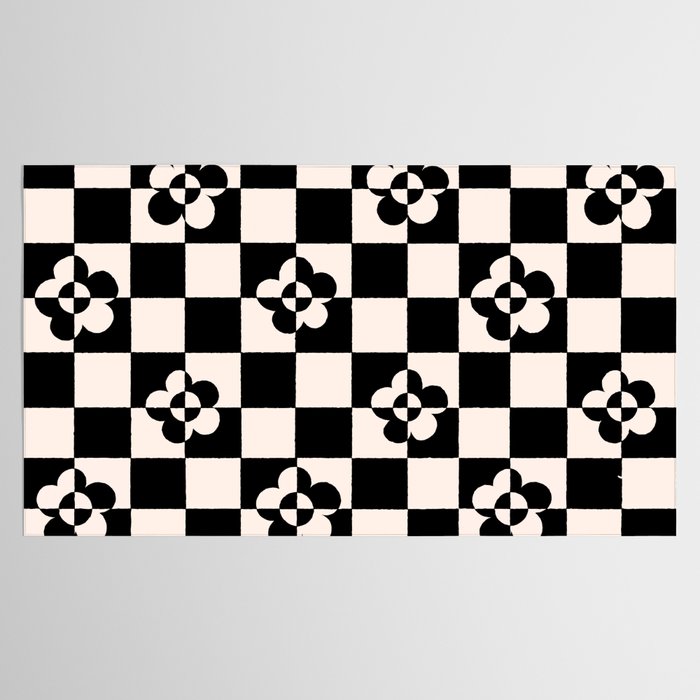 Mid century modern geometric black and white pattern Tablecloth Gallery Image 2
