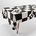 Mid century modern geometric black and white pattern Tablecloth Gallery Image 1