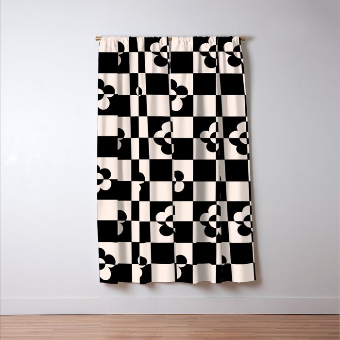 Mid century modern geometric black and white pattern Window Curtain Gallery Image 3