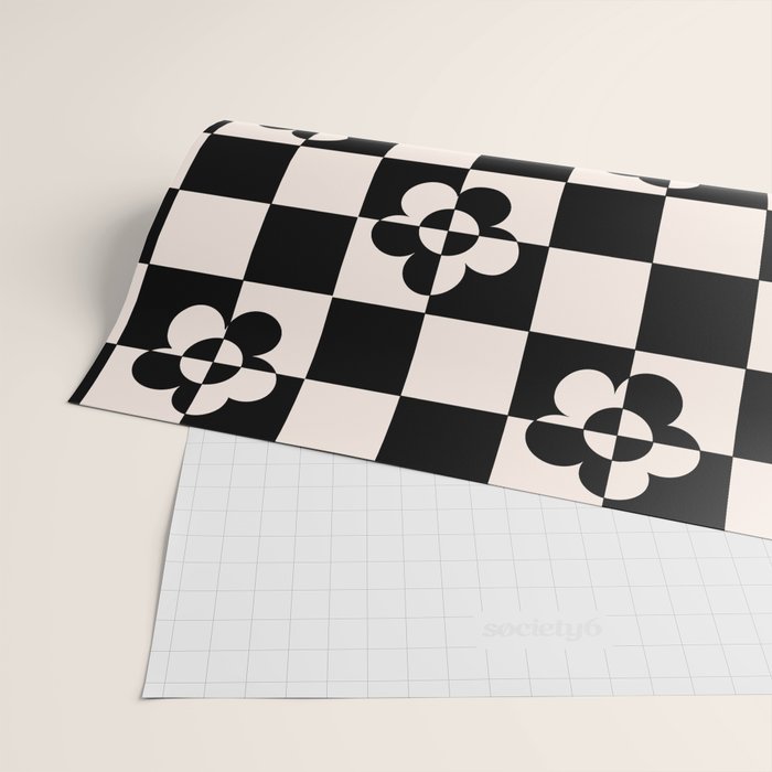 Mid century modern geometric black and white pattern Wrapping Paper Gallery Image 2
