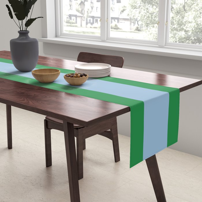 Bold Stripes in Green and Light Blue Table Runner Gallery Image 2