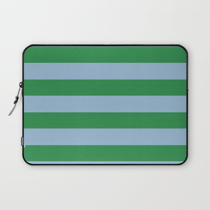 Bold Stripes in Green and Light Blue Laptop Sleeve Gallery Image 1