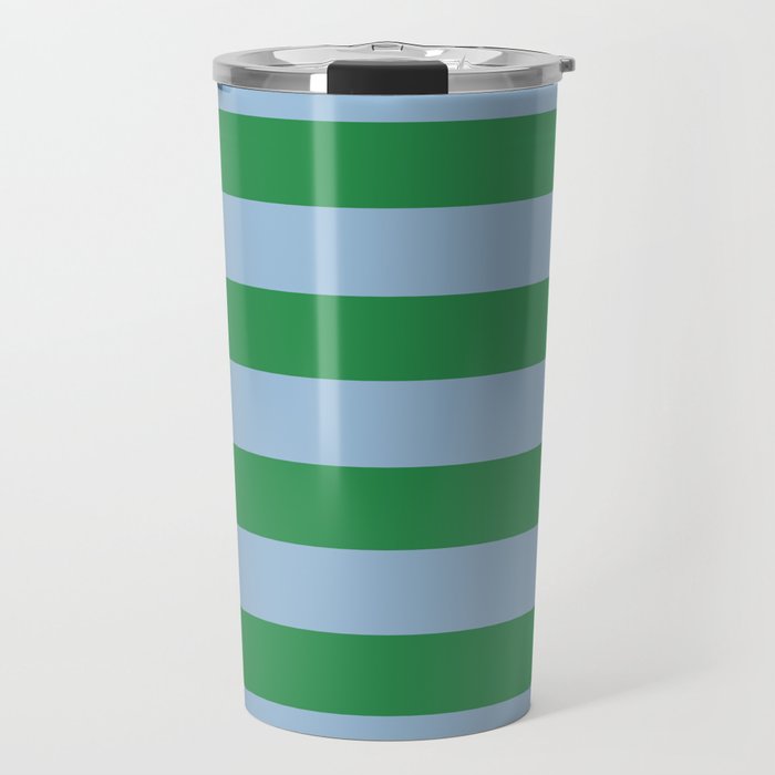 Bold Stripes in Green and Light Blue Travel Mug Gallery Image 1