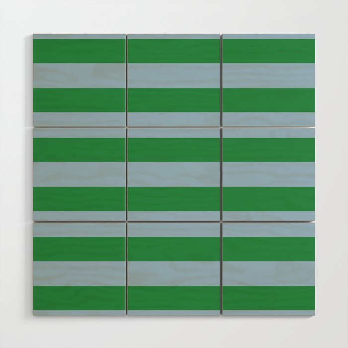 Bold Stripes in Green and Light Blue Wood Wall Art Gallery Image 1