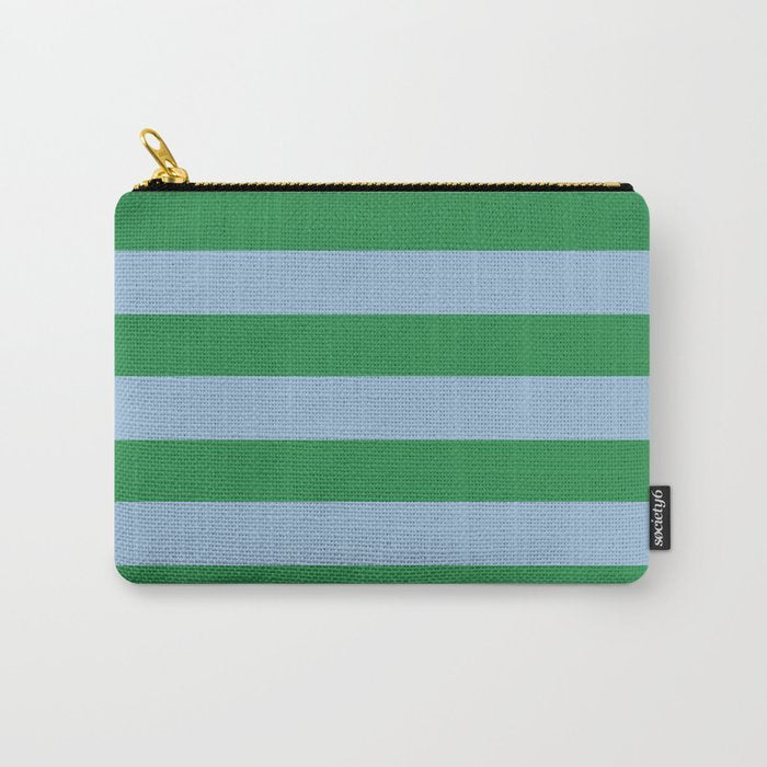 Bold Stripes in Green and Light Blue Carry All Pouch Gallery Image 1