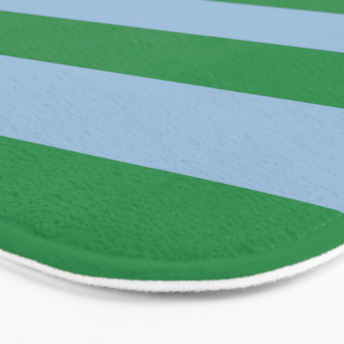 Bold Stripes in Green and Light Blue Bath Mat Gallery Image 3