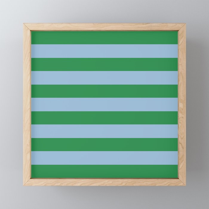 Bold Stripes in Green and Light Blue Mini Art Print Gallery Image 1