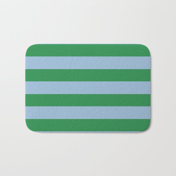 Bold Stripes in Green and Light Blue Bath Mat Gallery Image 1