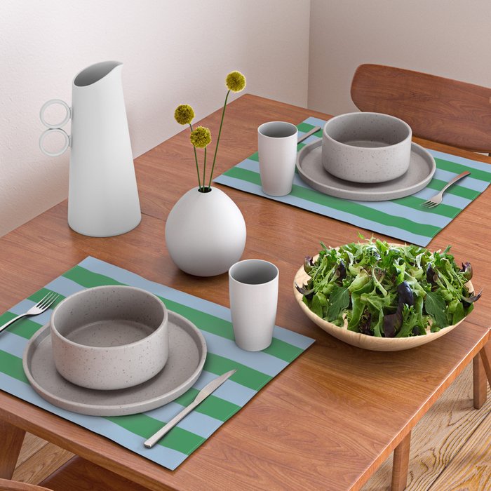 Bold Stripes in Green and Light Blue Placemat Gallery Image 2