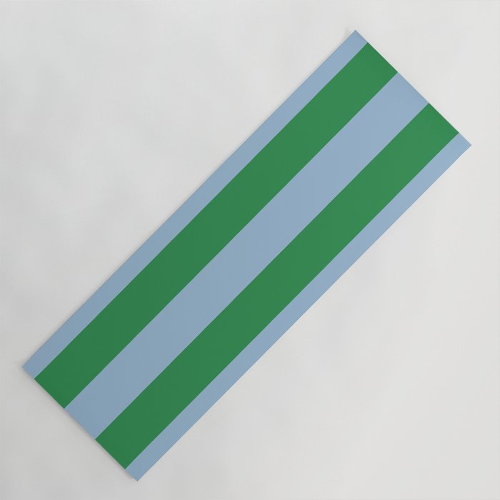 Bold Stripes in Green and Light Blue Yoga Mat Gallery Image 1