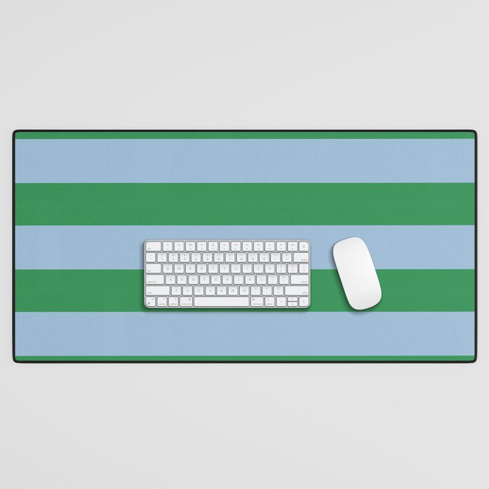 Bold Stripes in Green and Light Blue Desk Mat Gallery Image 1