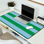 Bold Stripes in Green and Light Blue Desk Mat Gallery Image 2