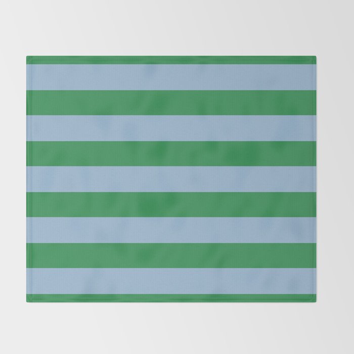 Bold Stripes in Green and Light Blue Throw Blanket Gallery Image 2