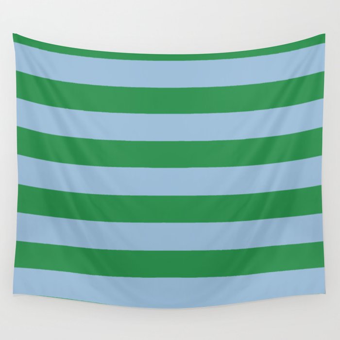 Bold Stripes in Green and Light Blue Wall Tapestry Gallery Image 4