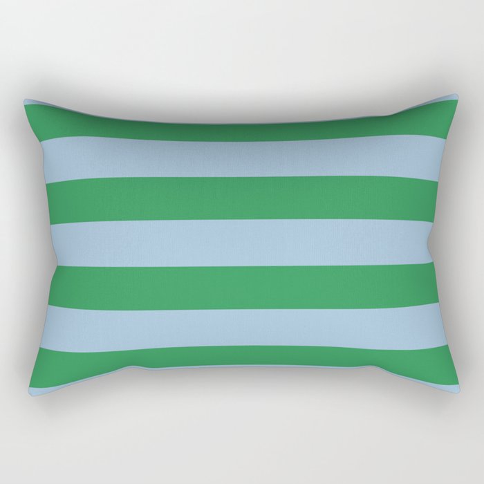 Bold Stripes in Green and Light Blue Rectangular Pillow Gallery Image 1
