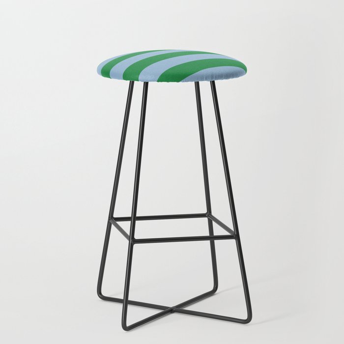 Bold Stripes in Green and Light Blue Stool Gallery Image 1