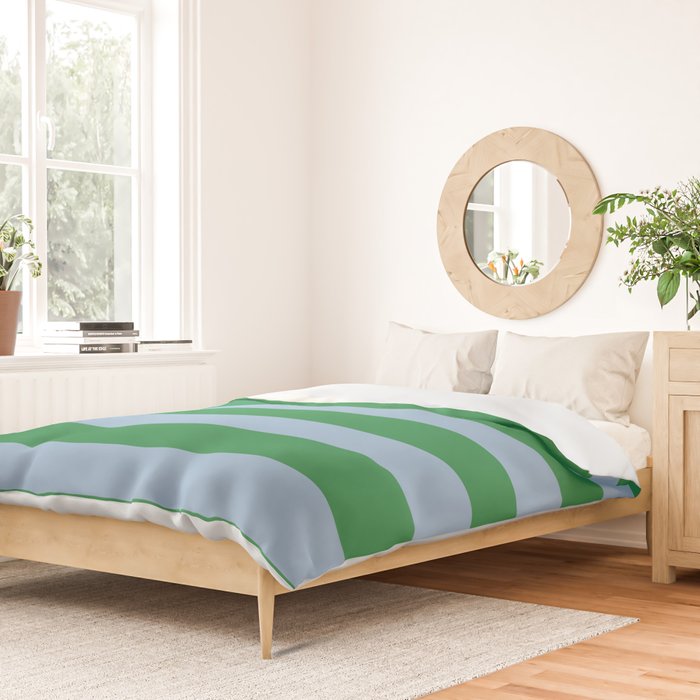Bold Stripes in Green and Light Blue Duvet Cover Gallery Image 2
