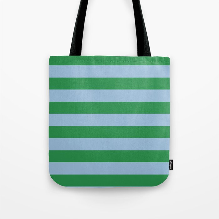 Bold Stripes in Green and Light Blue Tote Bag Gallery Image 1