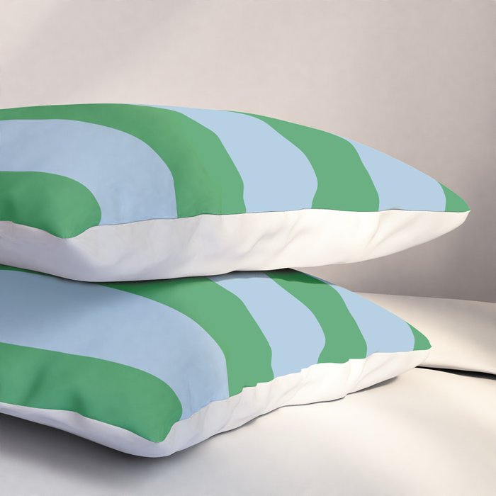 Bold Stripes in Green and Light Blue Pillow Sham Gallery Image 3