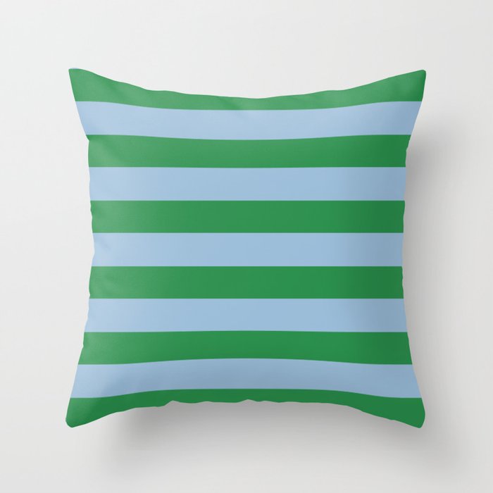 Bold Stripes in Green and Light Blue Throw Pillow Gallery Image 1