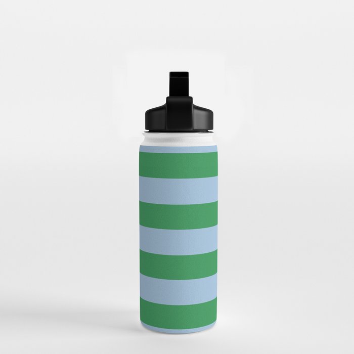 Bold Stripes in Green and Light Blue Water Bottle Gallery Image 2