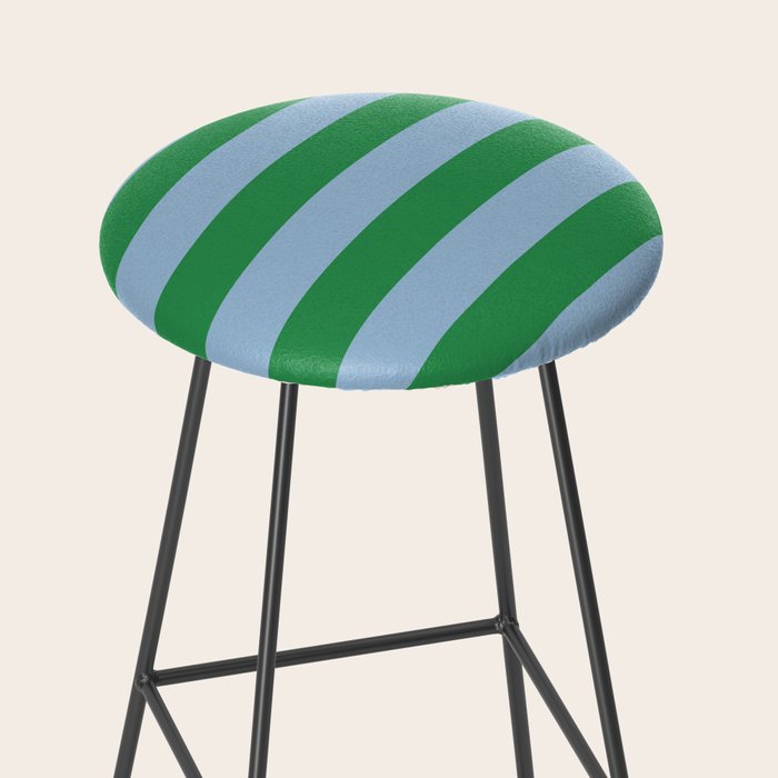Bold Stripes in Green and Light Blue Stool Gallery Image 2