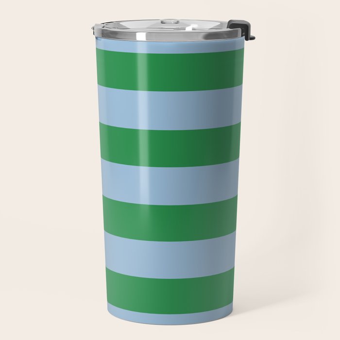 Bold Stripes in Green and Light Blue Travel Mug Gallery Image 2