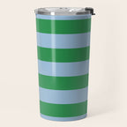 Bold Stripes in Green and Light Blue Travel Mug Gallery Image 2