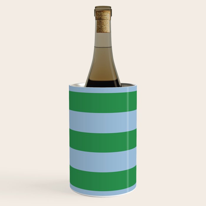 Bold Stripes in Green and Light Blue Wine Chiller Gallery Image 2
