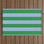 Bold Stripes in Green and Light Blue Outdoor Rug Gallery Image 1
