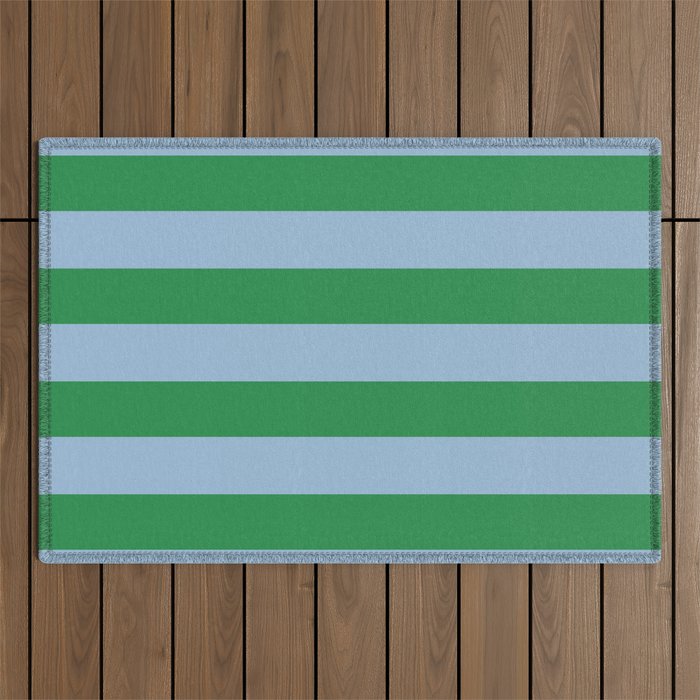 Bold Stripes in Green and Light Blue Outdoor Rug Gallery Image 1