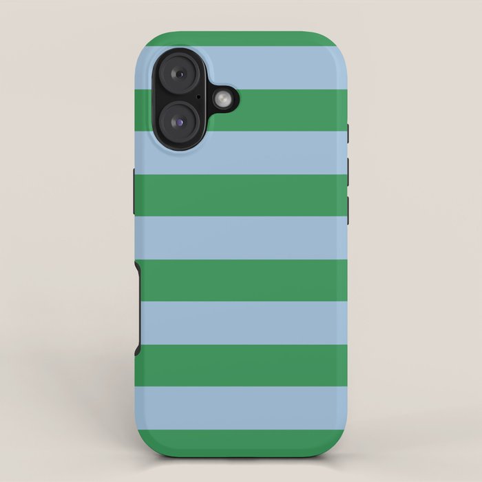 Bold Stripes in Green and Light Blue iPhone Case Gallery Image 1