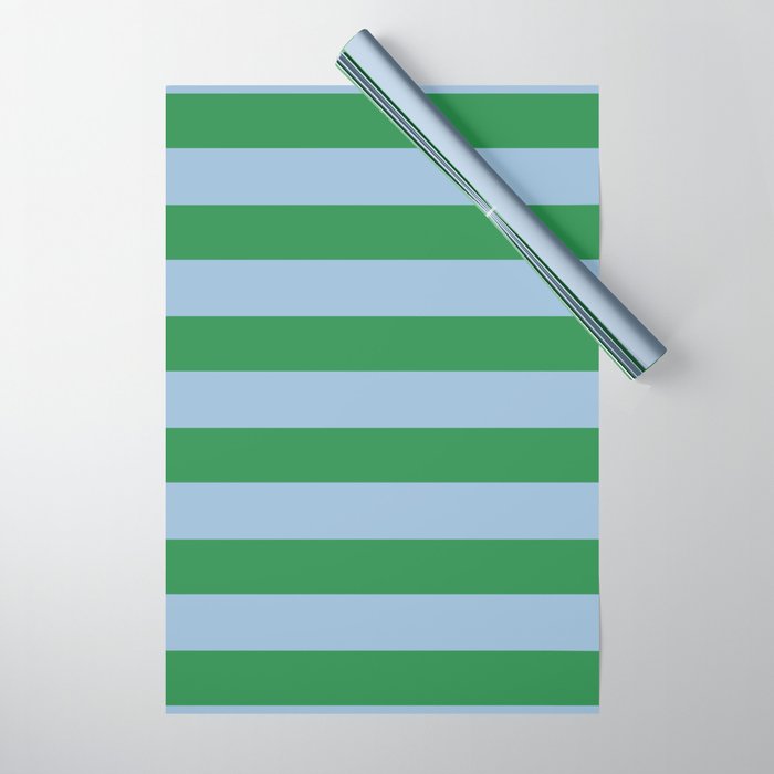 Bold Stripes in Green and Light Blue Wrapping Paper Gallery Image 1
