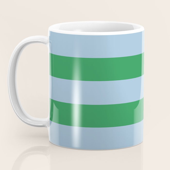 Bold Stripes in Green and Light Blue Coffee Mug Gallery Image 3