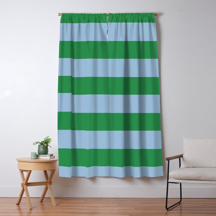 Bold Stripes in Green and Light Blue Window Curtain Gallery Image 5