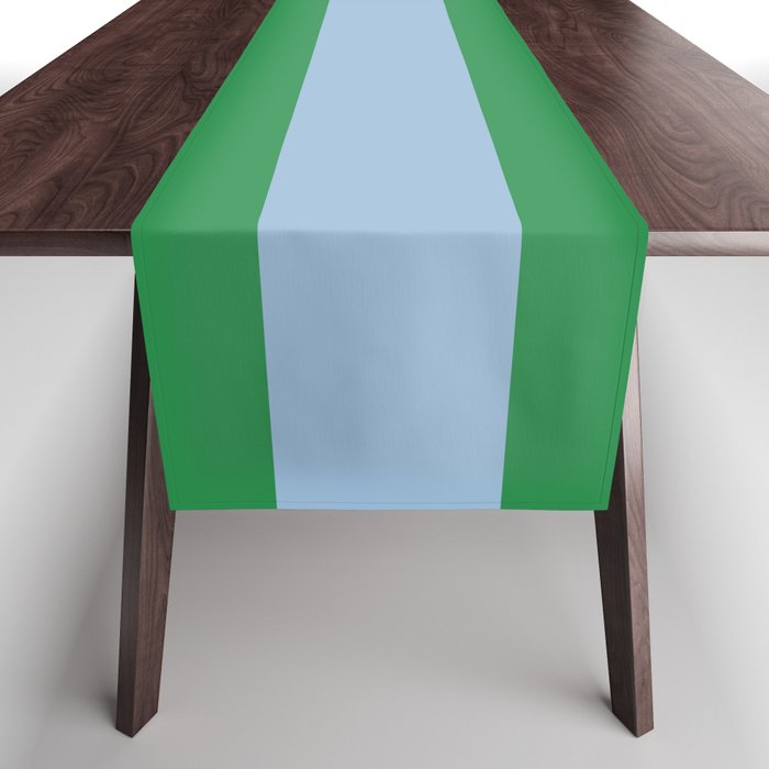 Bold Stripes in Green and Light Blue Table Runner Gallery Image 1