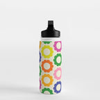 Flower Dots Cute Colorful Retro Contemporary Floral Pattern Water Bottle Gallery Image 3