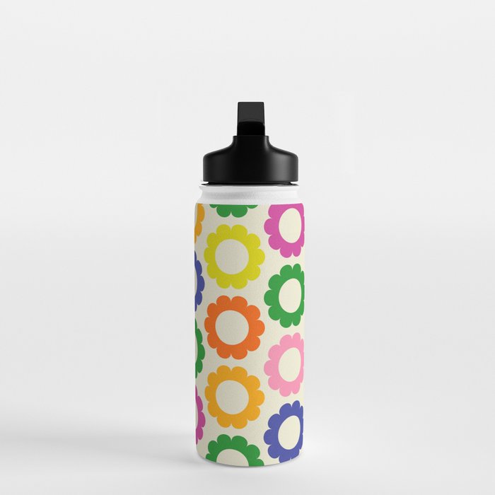 Flower Dots Cute Colorful Retro Contemporary Floral Pattern Water Bottle Gallery Image 3