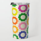 Flower Dots Cute Colorful Retro Contemporary Floral Pattern Travel Mug Gallery Image 3