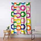 Flower Dots Cute Colorful Retro Contemporary Floral Pattern Window Curtain Gallery Image 5