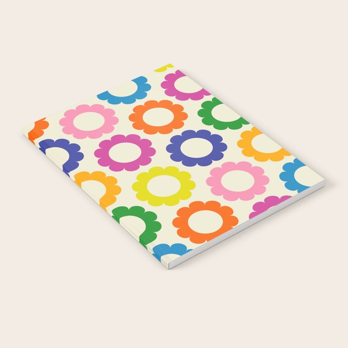 Flower Dots Cute Colorful Retro Contemporary Floral Pattern Notebook Gallery Image 2