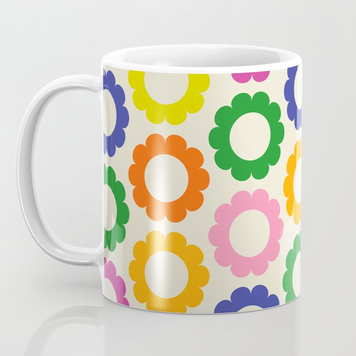 Flower Dots Cute Colorful Retro Contemporary Floral Pattern Coffee Mug Gallery Image 3