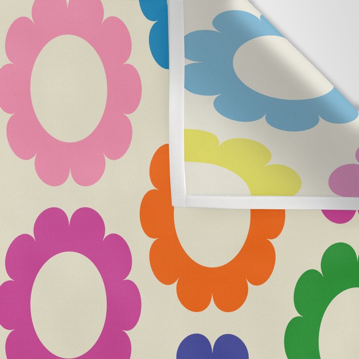 Flower Dots Cute Colorful Retro Contemporary Floral Pattern Wall Tapestry Gallery Image 3