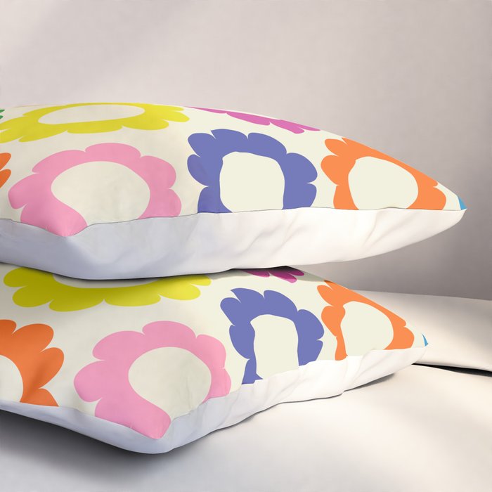 Flower Dots Cute Colorful Retro Contemporary Floral Pattern Pillow Sham Gallery Image 3