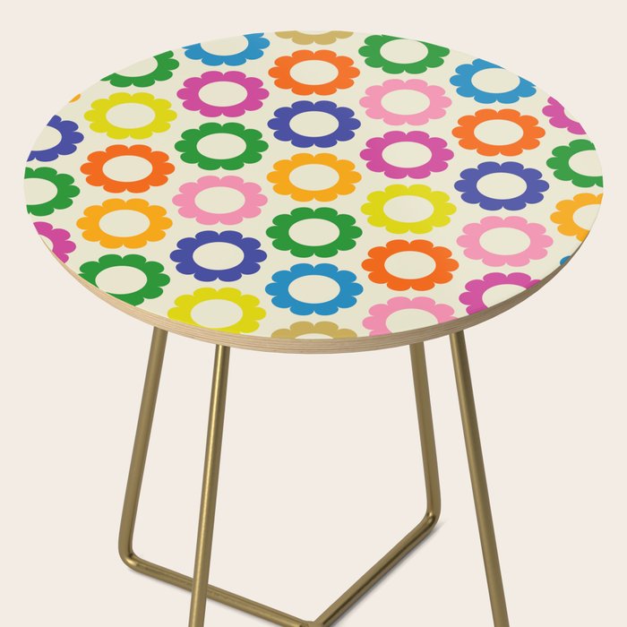 Flower Dots Cute Colorful Retro Contemporary Floral Pattern Side Table Gallery Image 2