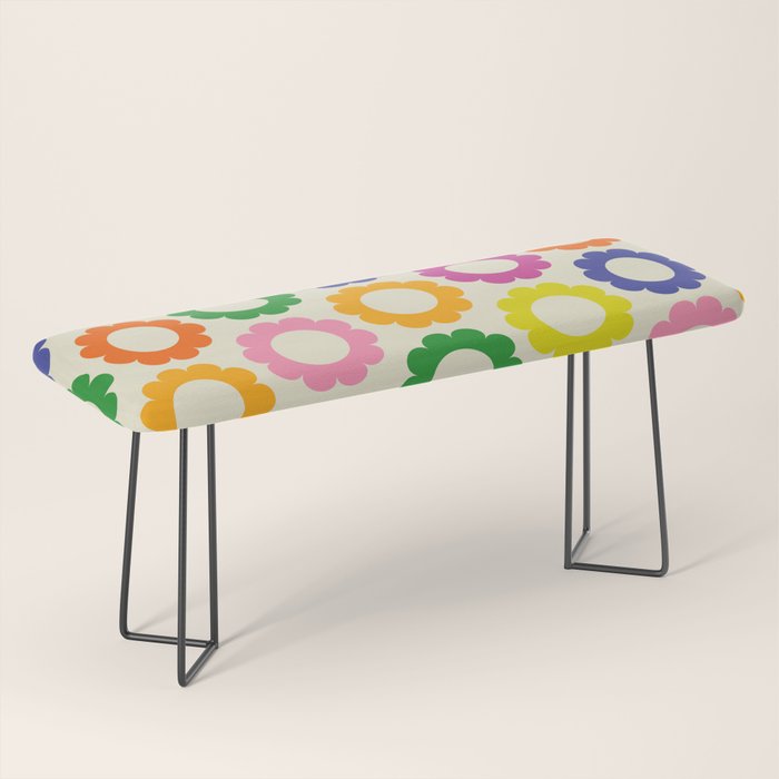 Flower Dots Cute Colorful Retro Contemporary Floral Pattern Bench Gallery Image 1