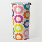 Flower Dots Cute Colorful Retro Contemporary Floral Pattern Travel Mug Gallery Image 2