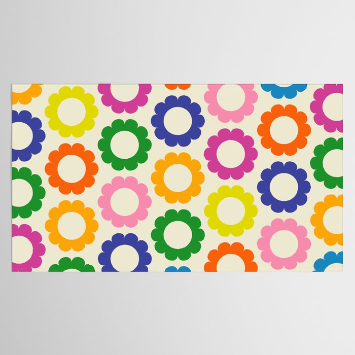Flower Dots Cute Colorful Retro Contemporary Floral Pattern Tablecloth Gallery Image 2
