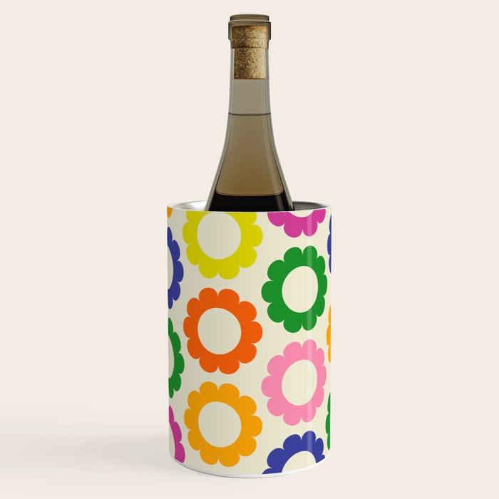 Flower Dots Cute Colorful Retro Contemporary Floral Pattern Wine Chiller Gallery Image 2
