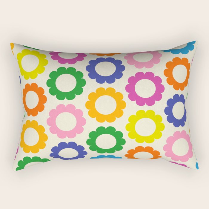 Flower Dots Cute Colorful Retro Contemporary Floral Pattern Rectangular Pillow Gallery Image 1